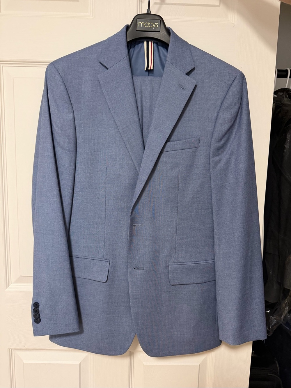 Light blue Macy’s suit - worn once, like new